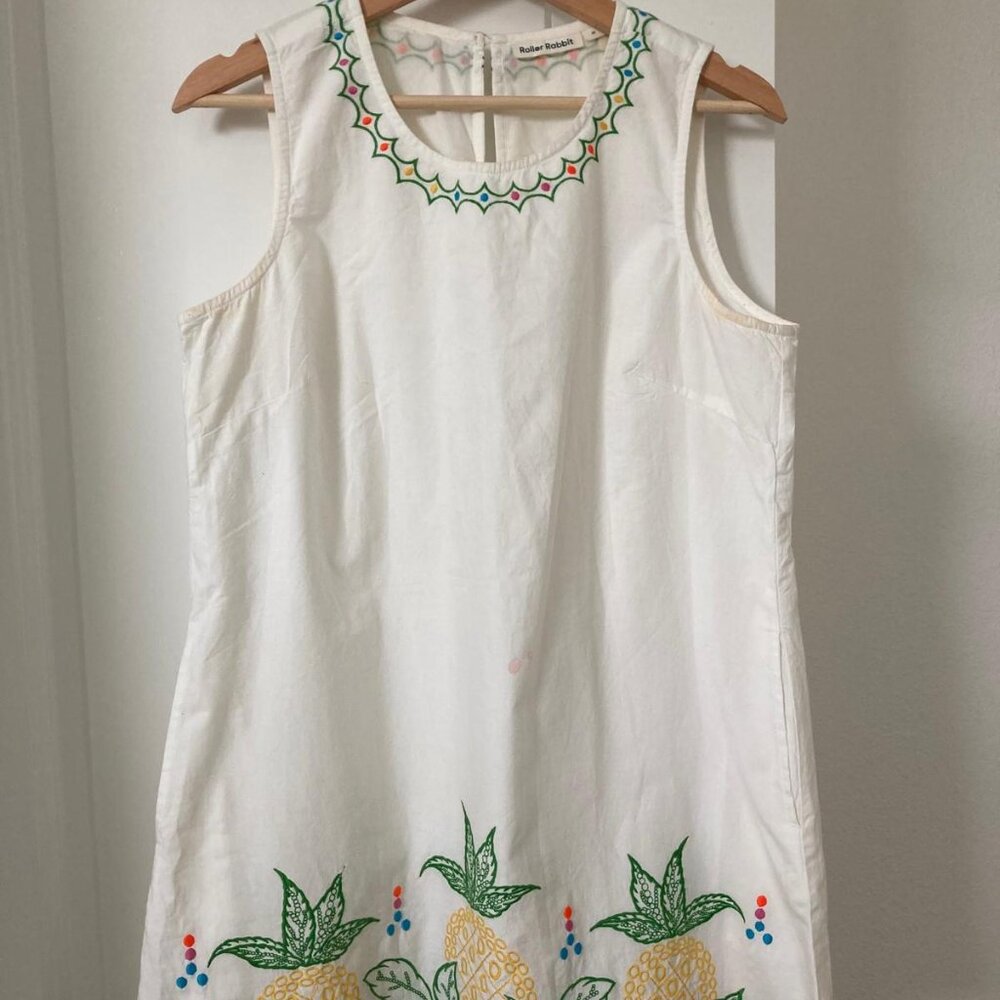 Anthropologie Roller Rabbit White Dress 100% Cotton - Picture 2 of 5